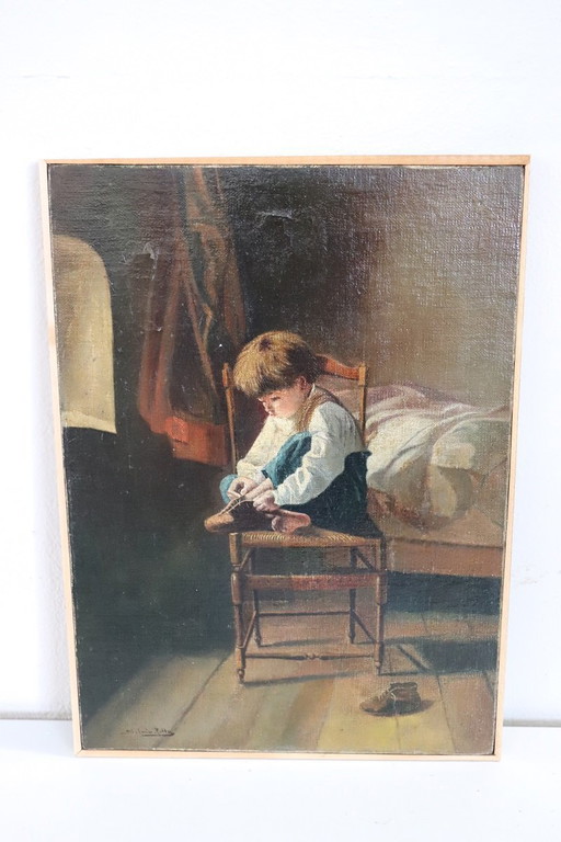 Oil Painting on Canvas, Italy 19th Century, Signed