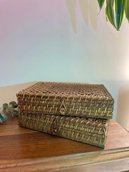 Set aus zwei Rattanboxen