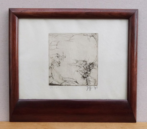 Horst Janssen, rare gravure, 34/50, original Radierung