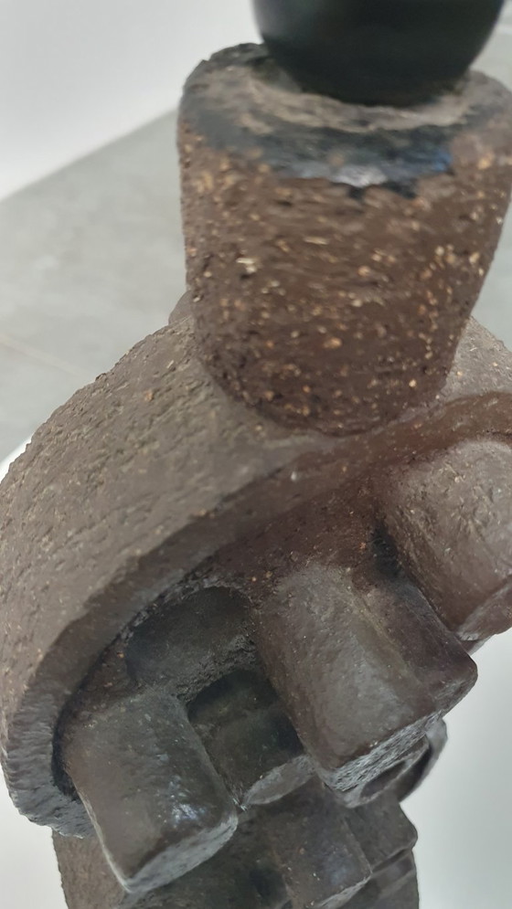 Image 1 of Brutalist vintage sculpturale lamp keramiek 70s