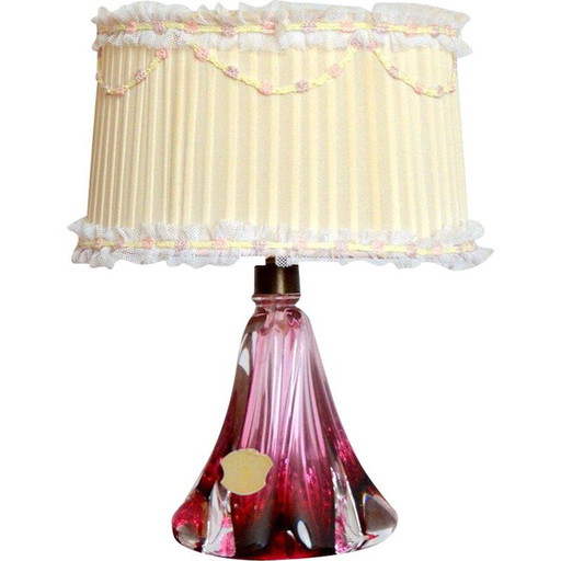 Vintage Val St-Lambert crystal table lamp, Belgium 1960