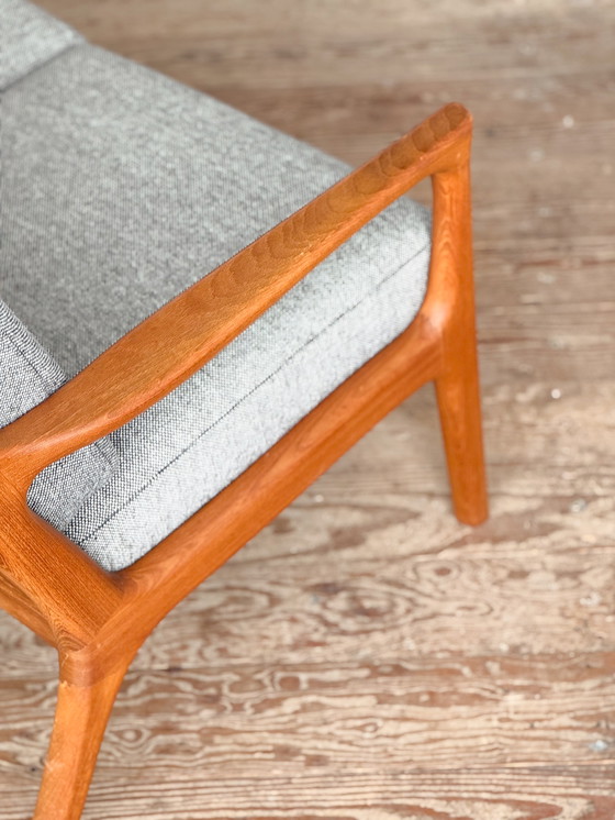 Image 1 of Mid Century Modernes dänisches Zweisitzer-Sofa aus Teakholz, 1950er Jahre