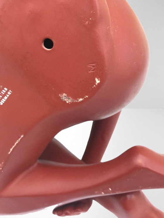 Image 1 of Cortendorf ceramic nude brown sculpture h. 35,5cm figure erotic naked woman model no. 1286 made in western germany vintage