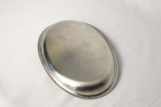 Image 1 of Plat de service vintage Alfara Alessi – Acier inoxydable – Bord nacré
