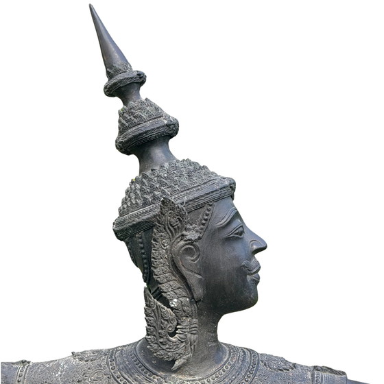 Monumentaal Bronzen Phra Ram (Rama) Boogschutter – Thailand – 168 × 110 cm – Beeldhouwkunst (photo 2 of 11)