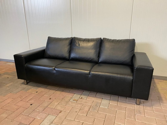Image 1 of Prachtige zwarte leren 3-zitsbank