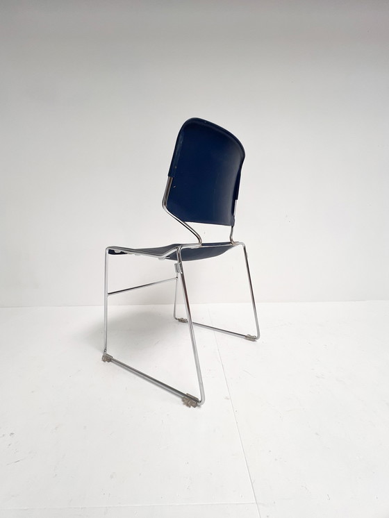 Image 1 of Set of 6 dark blue Matrix Krueger chairs by Thomas Tolleson, 1970's