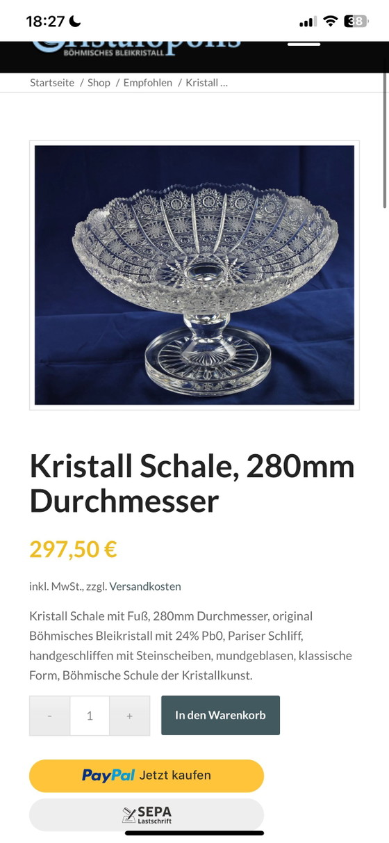 Boheemse loodkristallen schaal op voet, handgeslepen kristallen schaal (24% PbO) PK 500 – Schalen, Glass (photo 8 of 10)