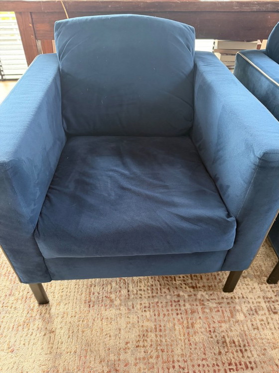 Poltrona Topform in velluto blu, Poltrone, Legno, Modern (foto 5 di 7)