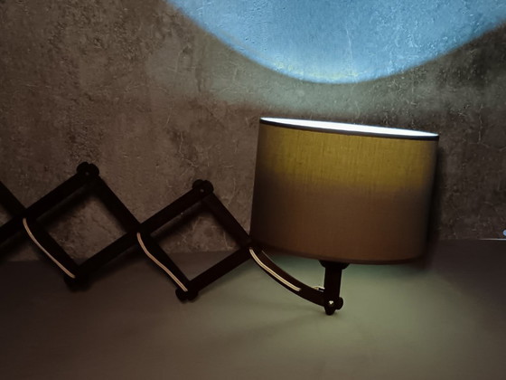 Image 1 of Midcentury modern accordion lamp in solid teak, 1960