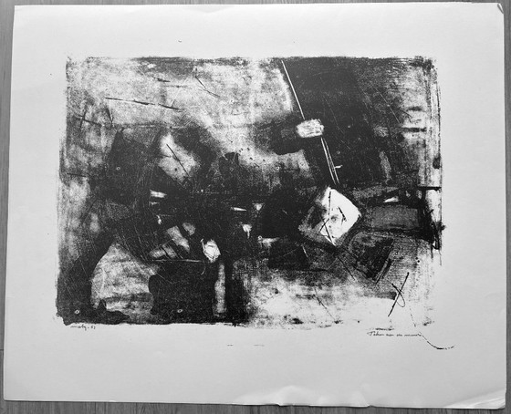 Image 1 of Sérigraphie Wim Motz - Panneau sur le mur