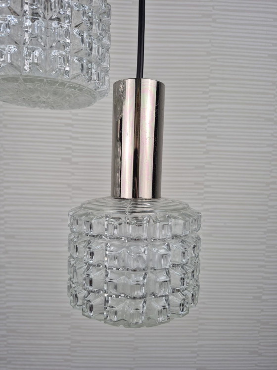 Vintage set (3) cascade hanglampen jaren 60, 70. – Chroom (photo 7 of 10)