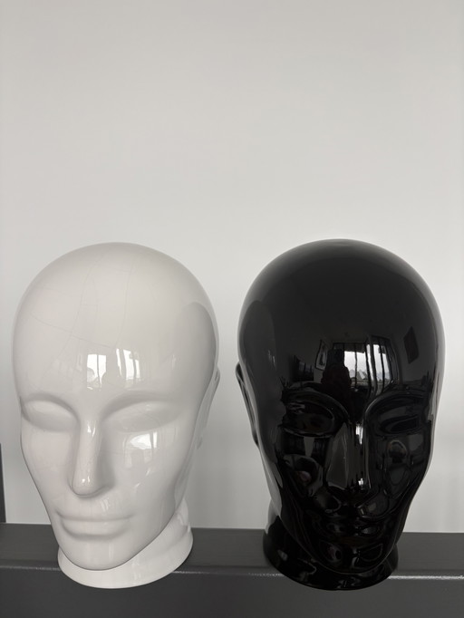 2 x ceramic vintage mannequin heads