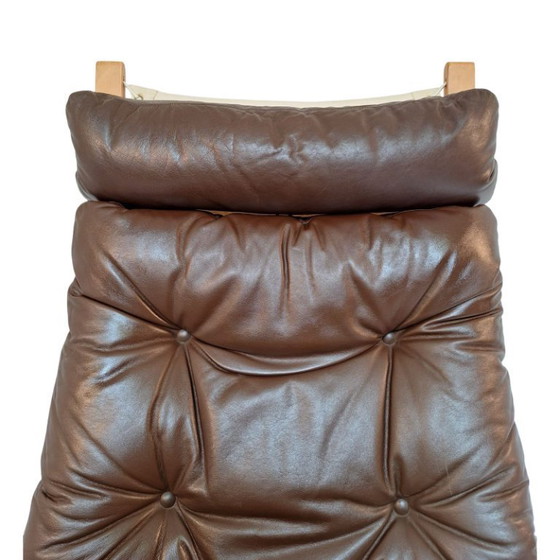 Image 1 of Ingmar Reling per Westnofa - Sedia Siesta - Sedia a fionda in bengala - Pelle marrone