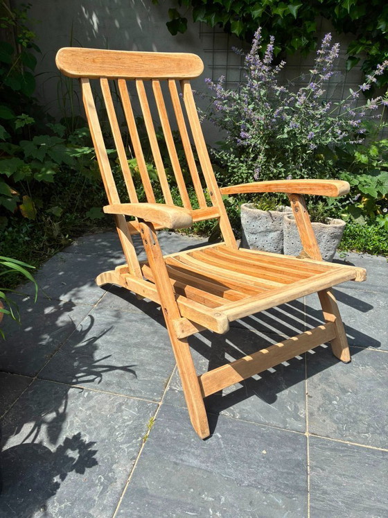 Image 1 of Fauteuil lounge en teck de qualité supérieure - comme neuf -