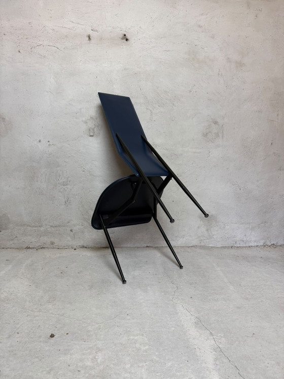Giancarlo Vegni – Set di sei sedie da pranzo Fasem 'S44' (anni '80) – Leather, Metal (photo 5 of 7)