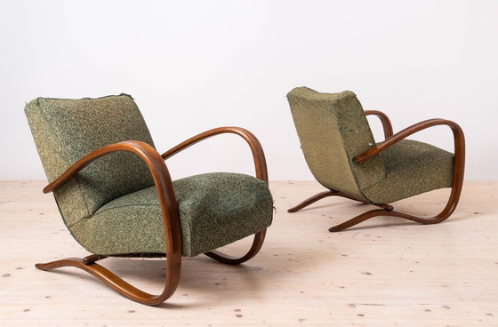 Image 1 of Zeldzame art-deco fauteuils van J. Halabala, model H269, jaren 1930, set van 2