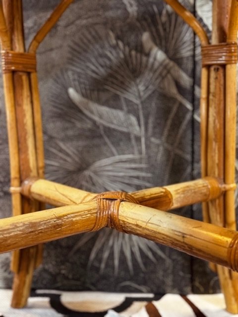 Image 1 of TABLE À PLANTES VINTAGE SUR PIÉDESTAL EN BAMBOU TABLE COLONNE PILIER