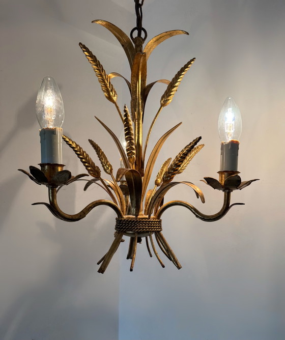 Image 1 of Lustre épi de blé doré Hans KOGL années 70