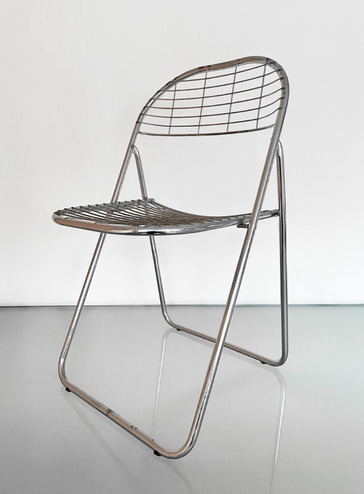 Chaise pliante vintage IKEA chrome années 80 Niels Gammelgaard Åland 