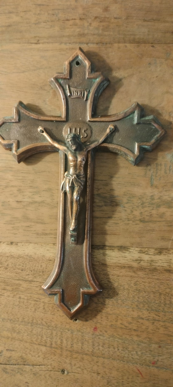 Image 1 of Small copper crucifix from 1930-1950
