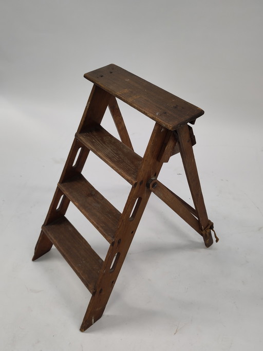 Antique wooden library ladder