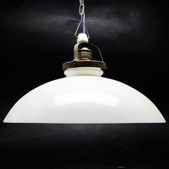 Art Deco Pendant Lamp, Poland, 1950s – Glass, Metal (photo 2 of 7)
