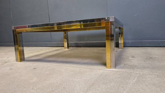 Image 1 of Vintage chrome and brass coffee table in the manner of Romeo Rega, 1970s
