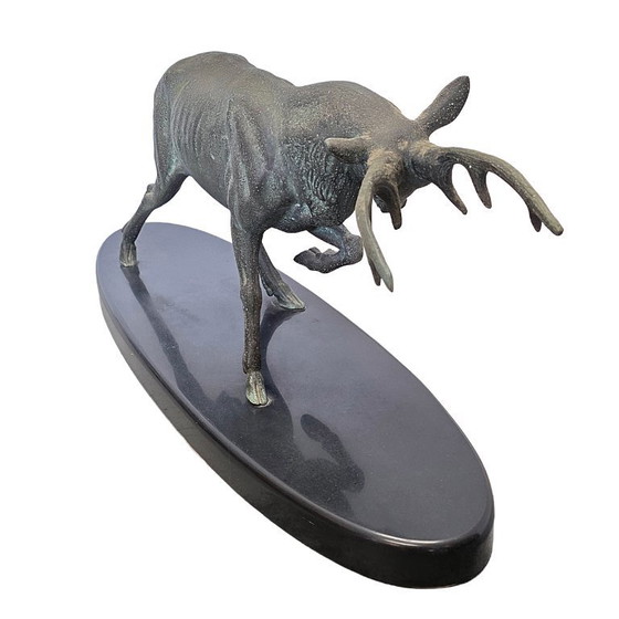 Image 1 of Escultura de ciervo Art Déco sobre base de mármol Irénée Rochard