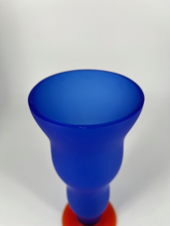 Image 1 of Jarrón de vidrio estilo Memphis, estilo pop art posmoderno, años 80 y 90