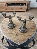 Beautiful Set of Vintage Art Deco Candlesticks – Smoked Glass (20 cm)