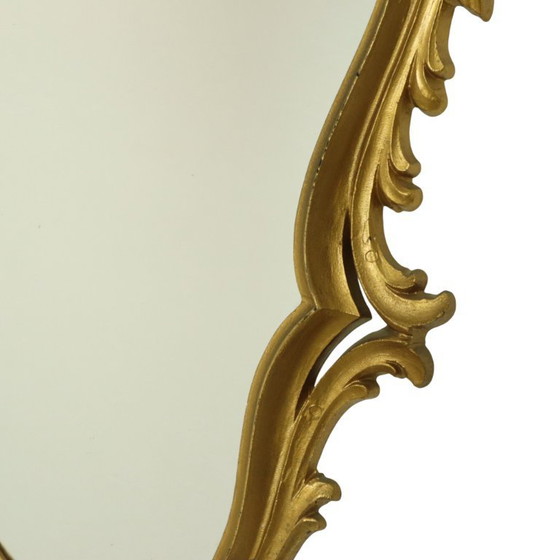 Image 1 of Italienischer klassischer, mit Wappen verzierter Spiegel, Gold, Barock, Rokoko, 57 cm