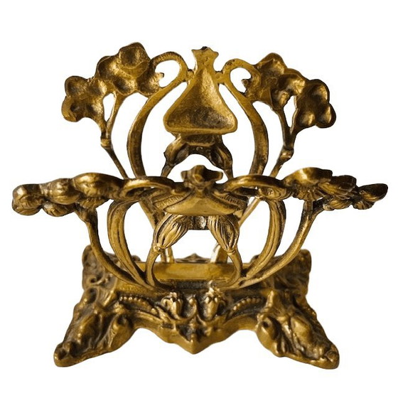 Image 1 of Antiker Jugendstil Zeitschriftenständer Messing Briefhalter 1900er