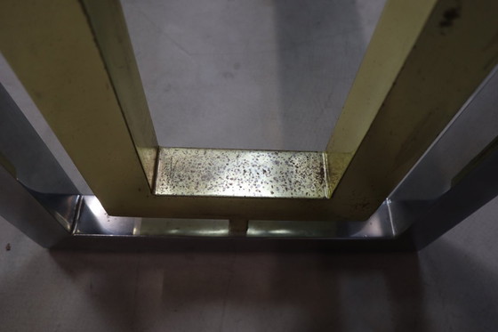 Image 1 of Table de salle à manger vintage en chrome et laiton de Zevi, Italie, années 1970