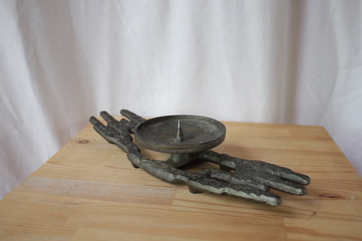 Brutalist wrought iron candlestick