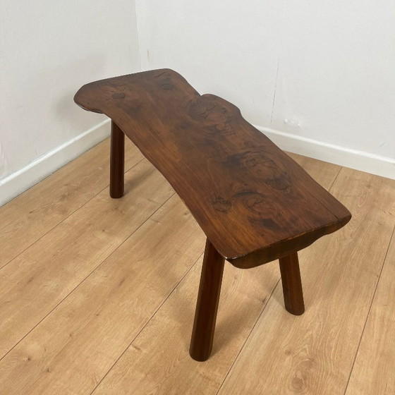 Image 1 of Rustic bench in solid elm, wabi sabi style, Mid-20th century.