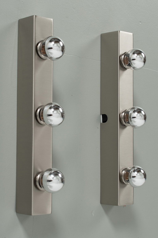 Set of 2 stainless steel mirror lamps