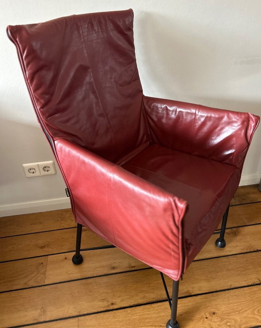 4 fauteuils en cuir bordeaux Montis Chaplin