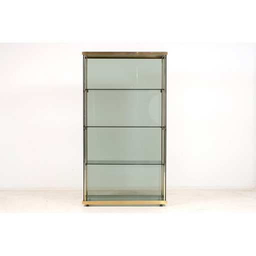 Vintage glass and brass bookshelf, 1960