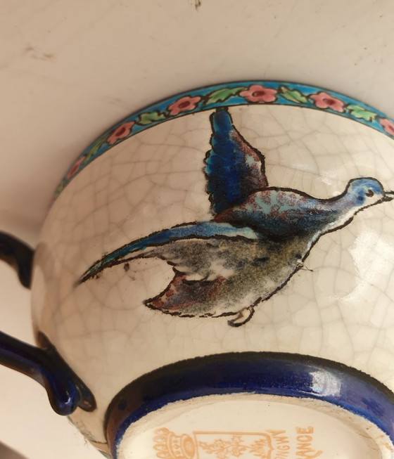 Set 5 Antieke Longwy Kop & Schotels–ca 1930–Perfecte Staat! – Decoratieve objecten, Ceramic (photo 13 of 17)
