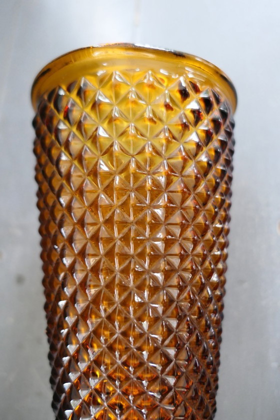 Image 1 of Vintage amber persglas hobnail vaas