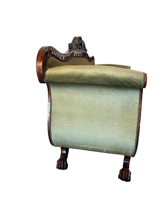 Image 1 of Poltrona/divano/due posti vintage in stile barocco verde
