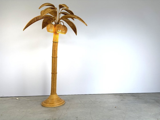 Lampada da terra vintage a palma, anni '70 - di Mario Lopez Torres, Lampade da terra, Rattan, Beige (foto 6 di 12)