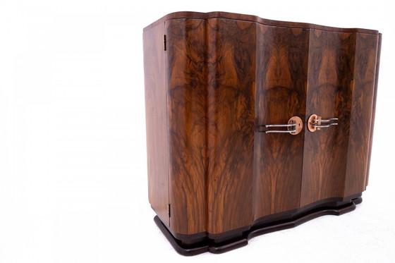 Image 1 of Art Deco walnut commode cabinet, Western Europe, mid-20th century.