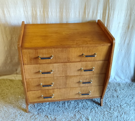 Cassettiera in Legno con Piedini a Compasso - Anni '50/'60 – Cassettiere, Wood (photo 5 of 10)