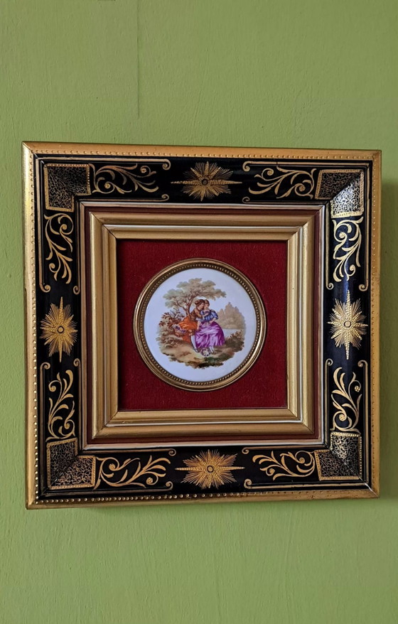Vintage Limoges Painting, Art, Gold, Porcelain, Black (photo 4 of 9)