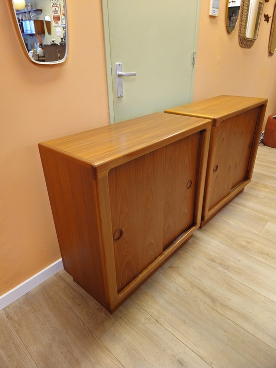 Image 1 of Set of 2 Silkeborg Teak Sideboards Sliding Door Cabinets