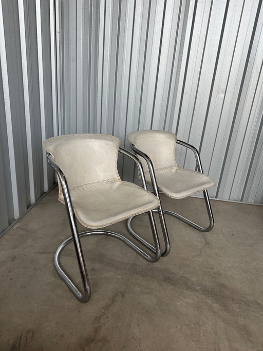 Willy Rizzo leren set stoelen