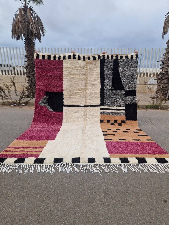 Tappeto marocchino fatto a mano - marrone, nero e rosa - 3X2m – Tappeti, Wool, Cotton, Modern (photo 10 of 10)
