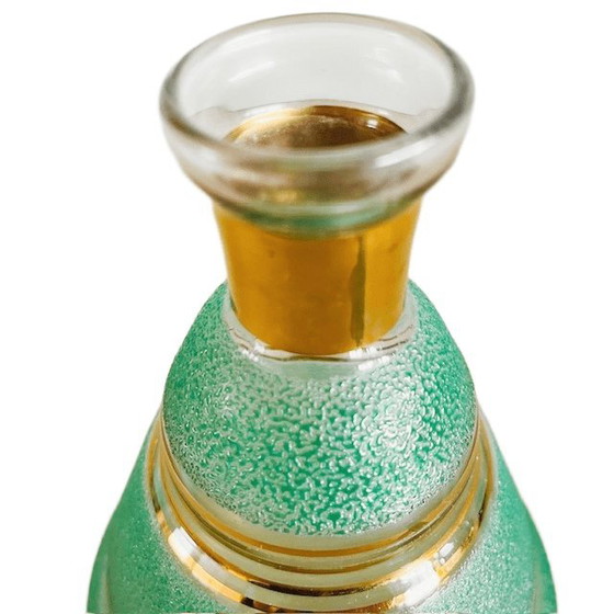 Vintage Mid-Century Liqueur Decanter Carafe Turquoise Sugared Booms Glass 1950s – Glass & Decanter (photo 13 of 16)